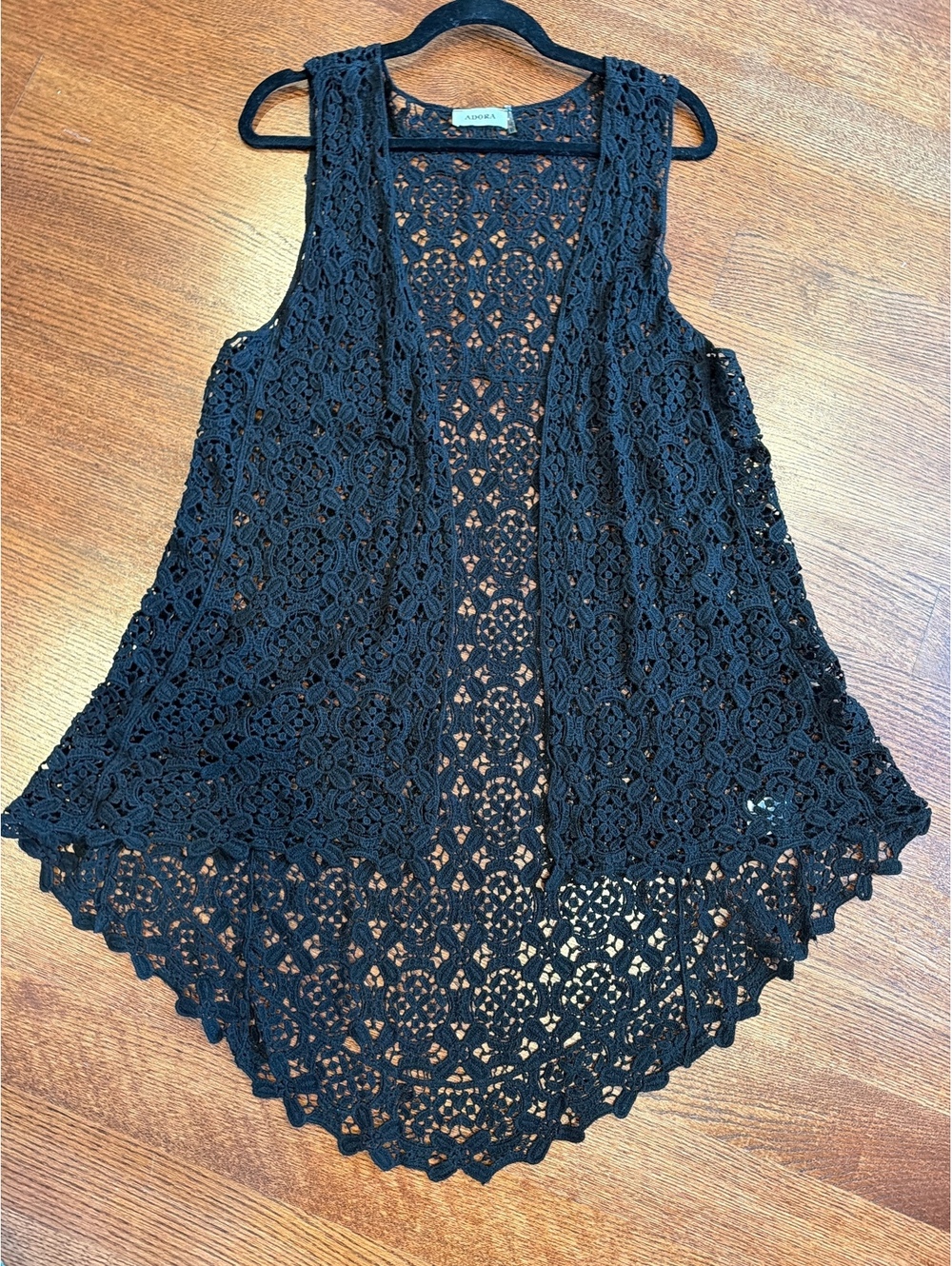 Adora Black Crochet Sleeveless Vest - Picture 3 of 8